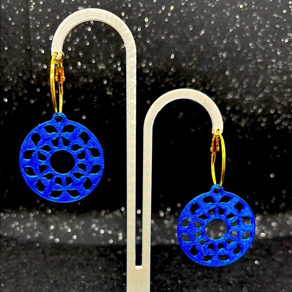Blue Circular‎ Geometric Earrings